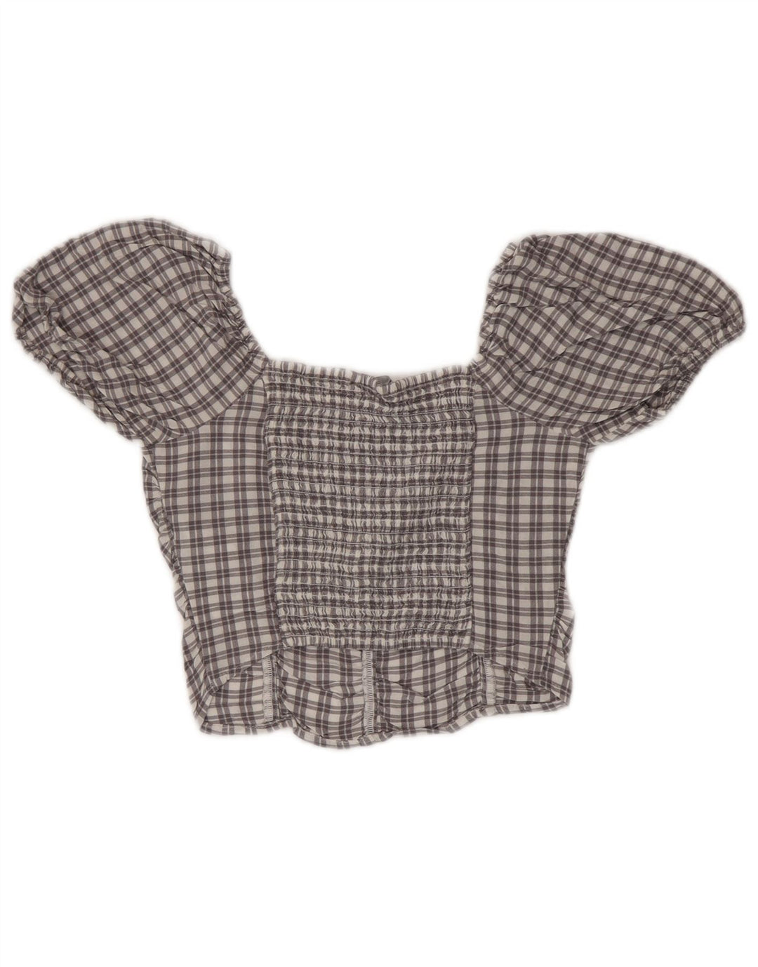 HOLLISTER Γυναικείο Crop Top UK 4 XS Grey Check Viscose