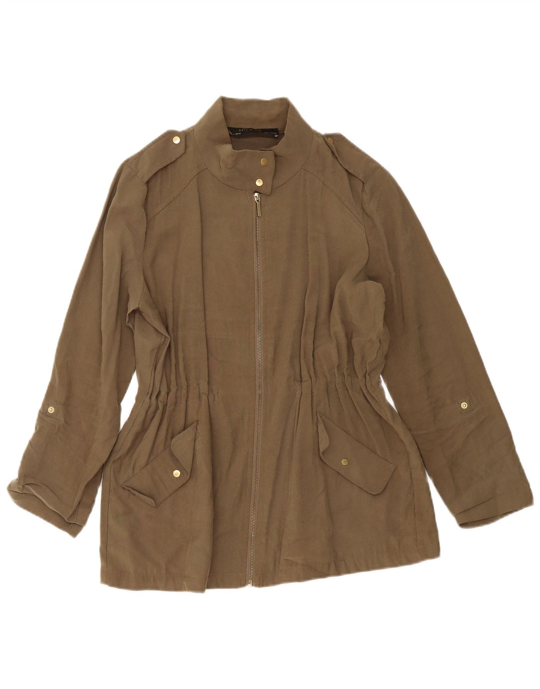 Zara Γυναικείο Military Jacket UK 14 Medium Khaki Viscose