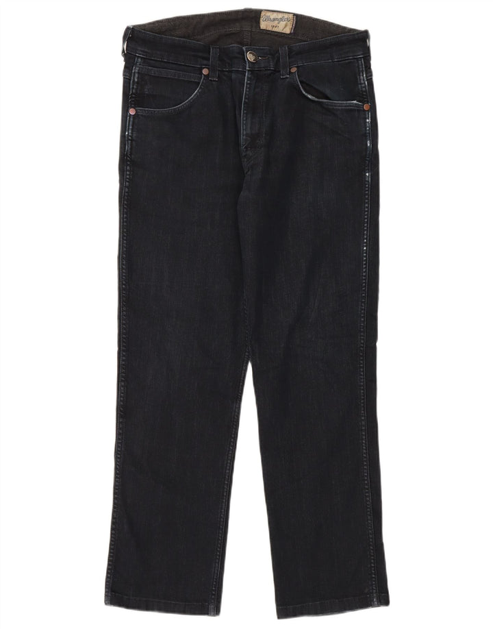 Ανδρικό τζιν Wrangler ίσιο W32 L28 μαύρο βαμβακερό