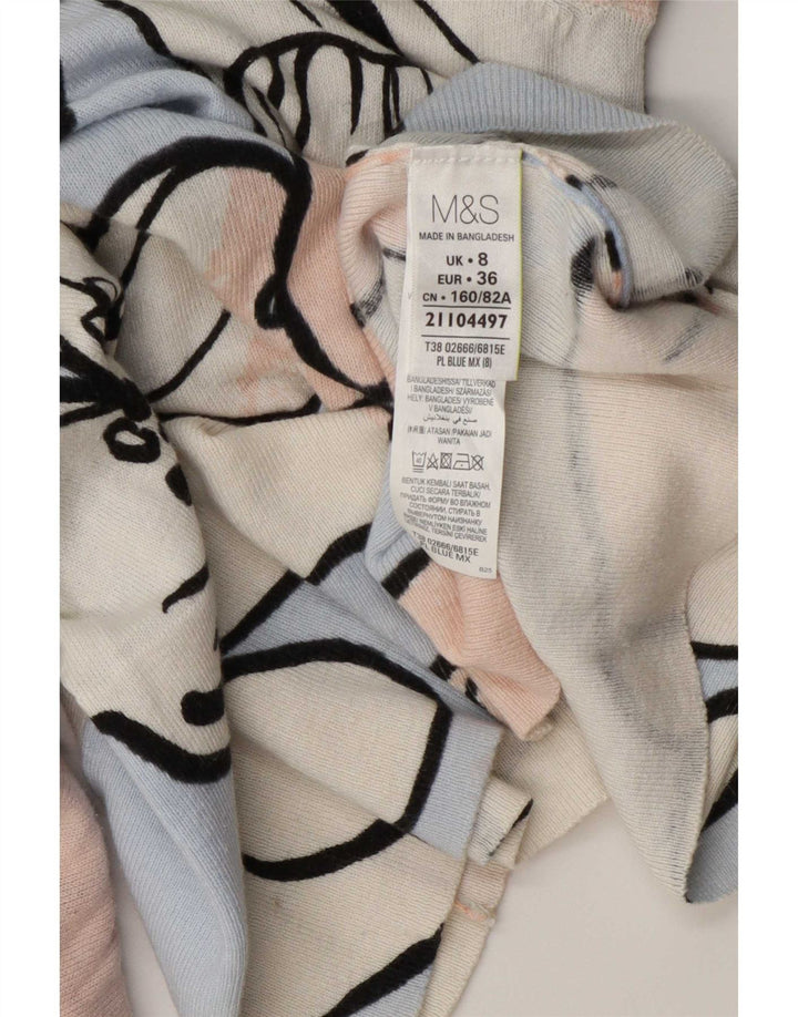 Marks & Spencer Γυναικεία Μπλούζα Τοπ UK 8 Small Blue Floral Βαμβακερό