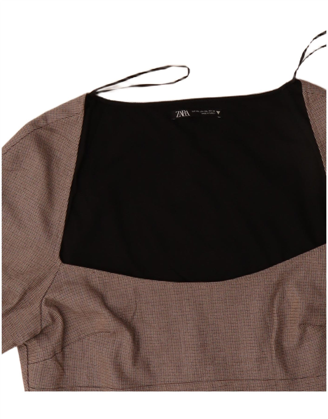 Γυναικείο μακρυμάνικο φόρεμα ZARA UK 20 2XL Beige Check Polyester