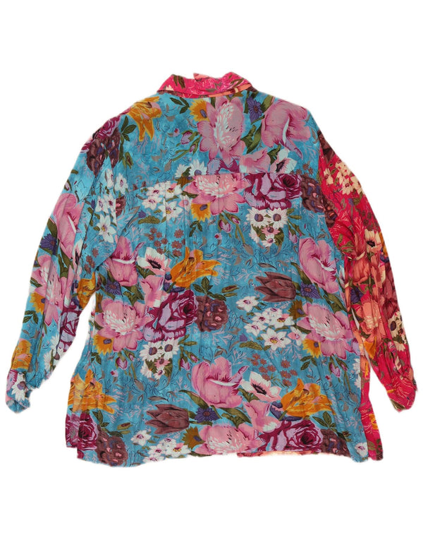 Vintage γυναικείο πουκάμισο μπλούζα UK 18 XL Πολύχρωμη φλοράλ βισκόζη