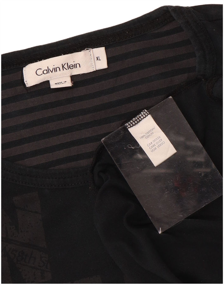 CALVIN KLEIN Ανδρικό γραφικό T-Shirt Top XL Μαύρο βαμβακερό