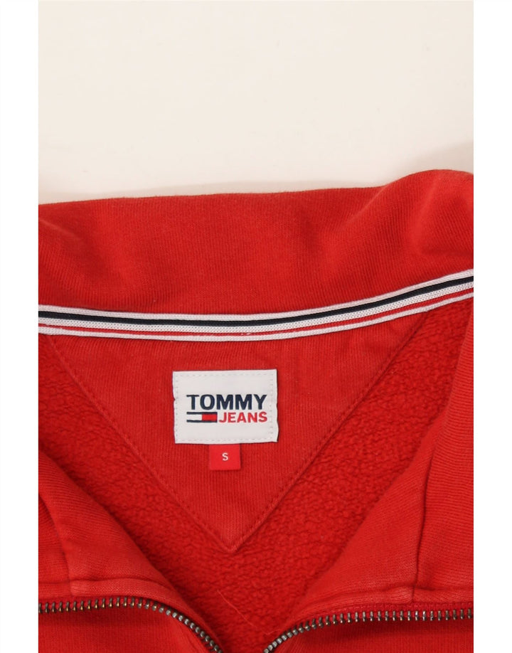TOMMY HILFIGER Womens Oversized Crop Sweatshirt Jumper UK 10 Small Red Vintage Tommy Hilfiger and Second-Hand Tommy Hilfiger from Messina Hembry 