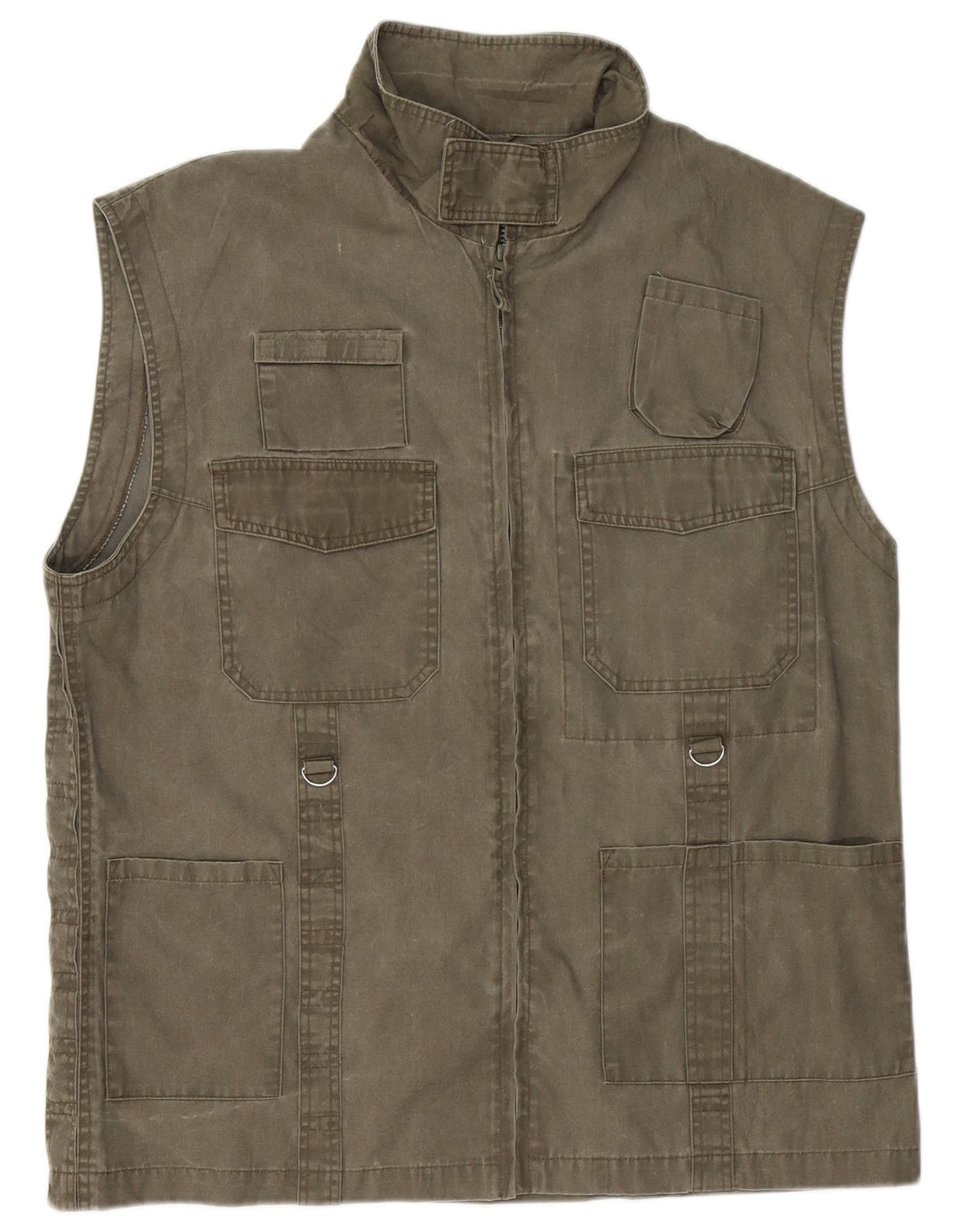 Beyond Mens Utility Gilet UK 44 2XL Khaki Cotton
