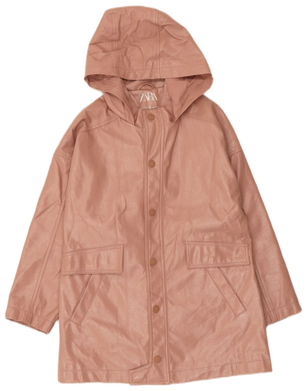 Παλτό Zara Girls Hooded Faux Leather 11-12 Years Pink Polyurethane