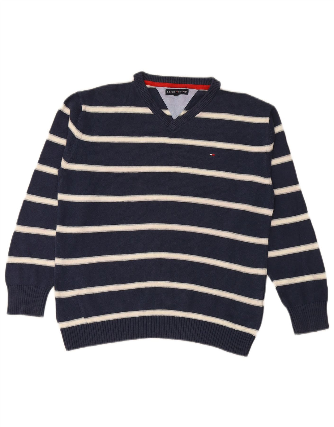 TOMMY HILFIGER Αγόρια πουλόβερ με V λαιμόκοψη 11-12 ετών Ναυτικό ριγέ
