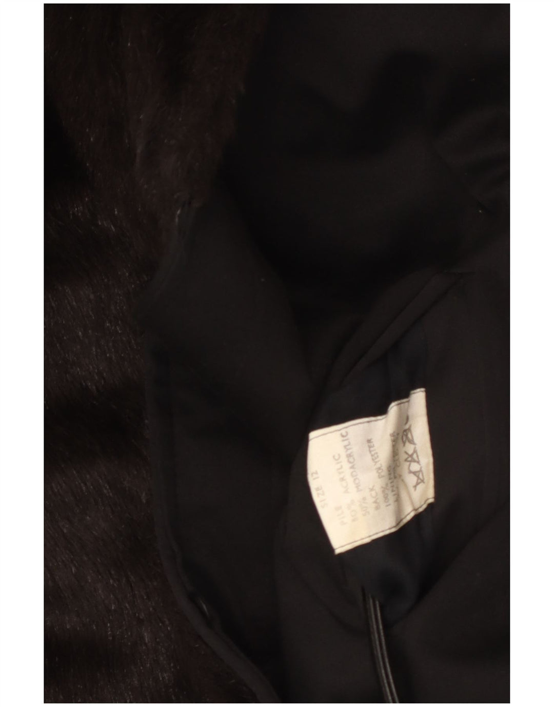VINTAGE Γυναικείο Πανωφόρι από Faux Fur UK 12 Medium Black Acrylic
