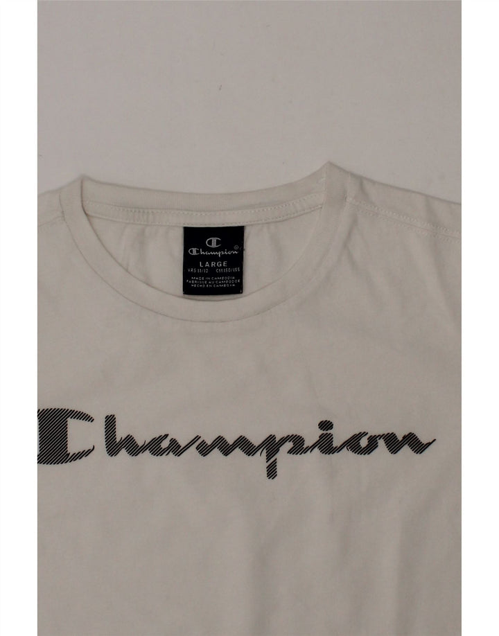 CHAMPION Boys Graphic T-Shirt Top 11-12 Years Large White Vintage Champion and Second-Hand Champion from Messina Hembry 