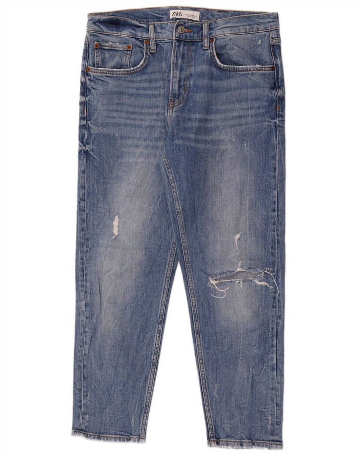 Zara Womens Distressed Slim Jeans EU 40 Medium W30 L26 Blue