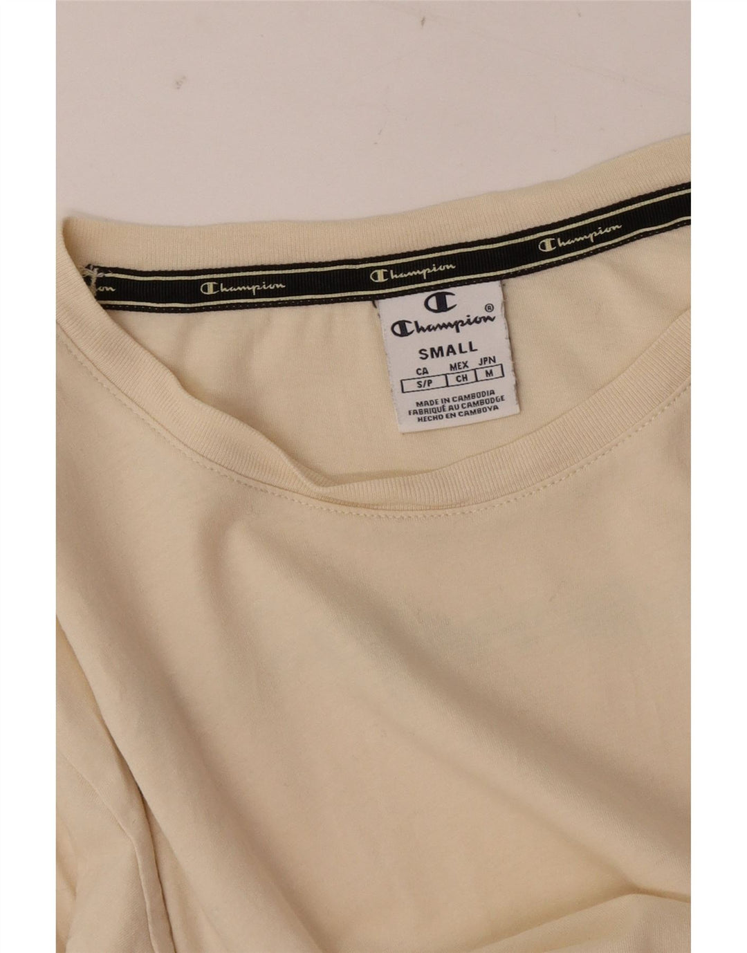 Champion Womens Graphic Top μακρυμάνικο UK 10 Small Off White