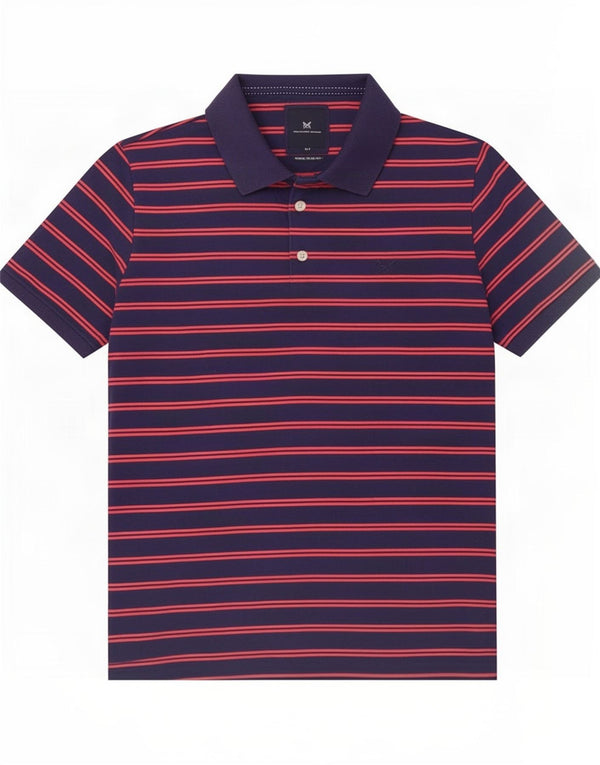 Crew Clothing Ανδρικό πουκάμισο πόλο μεγάλο μπλε ναυτικό ριγέ βαμβακερό