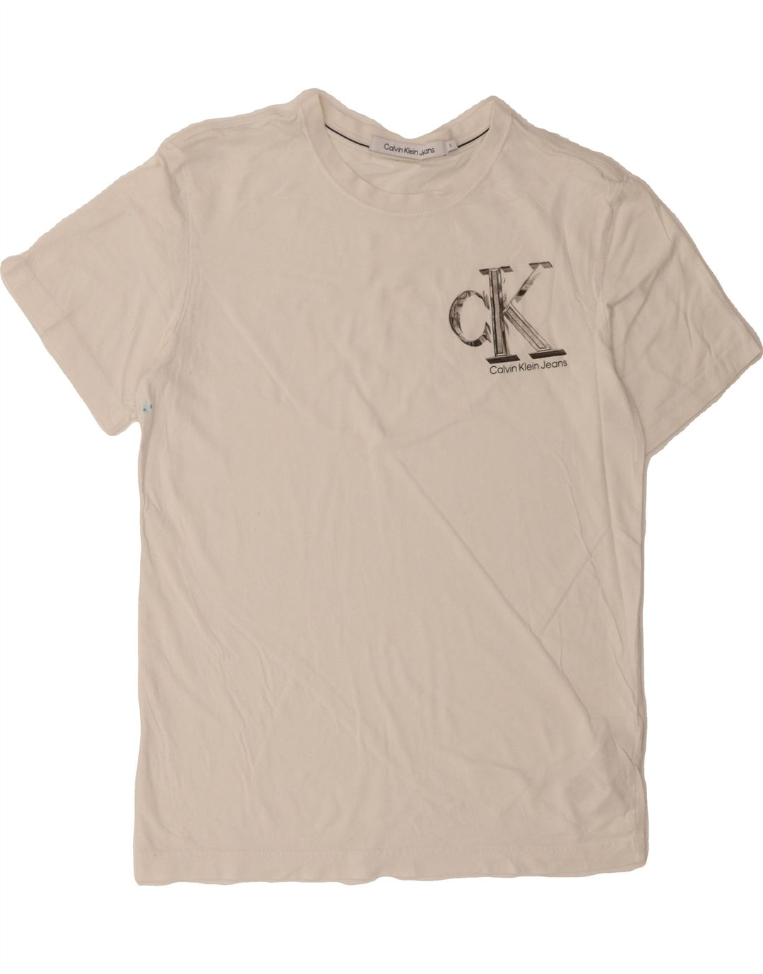 CALVIN KLEIN Mens T-Shirt Top Small White Cotton Vintage Calvin Klein and Second-Hand Calvin Klein from Messina Hembry 