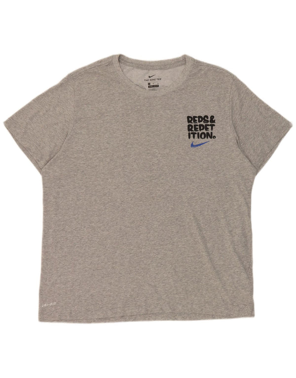 Ανδρικό γραφικό μπλουζάκι Nike Dri Fit Top XL Γκρι βαμβακερό