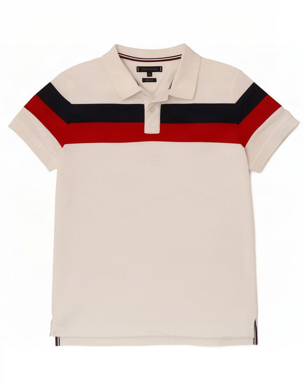 Tommy Hilfiger Ανδρικό πουκάμισο πόλο με κανονική εφαρμογή, μεσαίο λευκό χρώμα, βαμβακερό