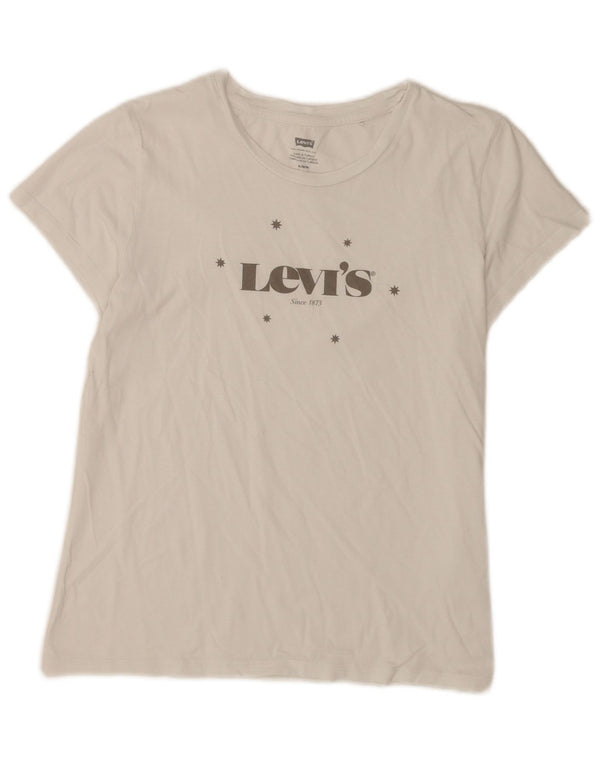 Γυναικείο γραφικό μπλουζάκι Levi's Top UK 12 μεσαίο λευκό βαμβακερό