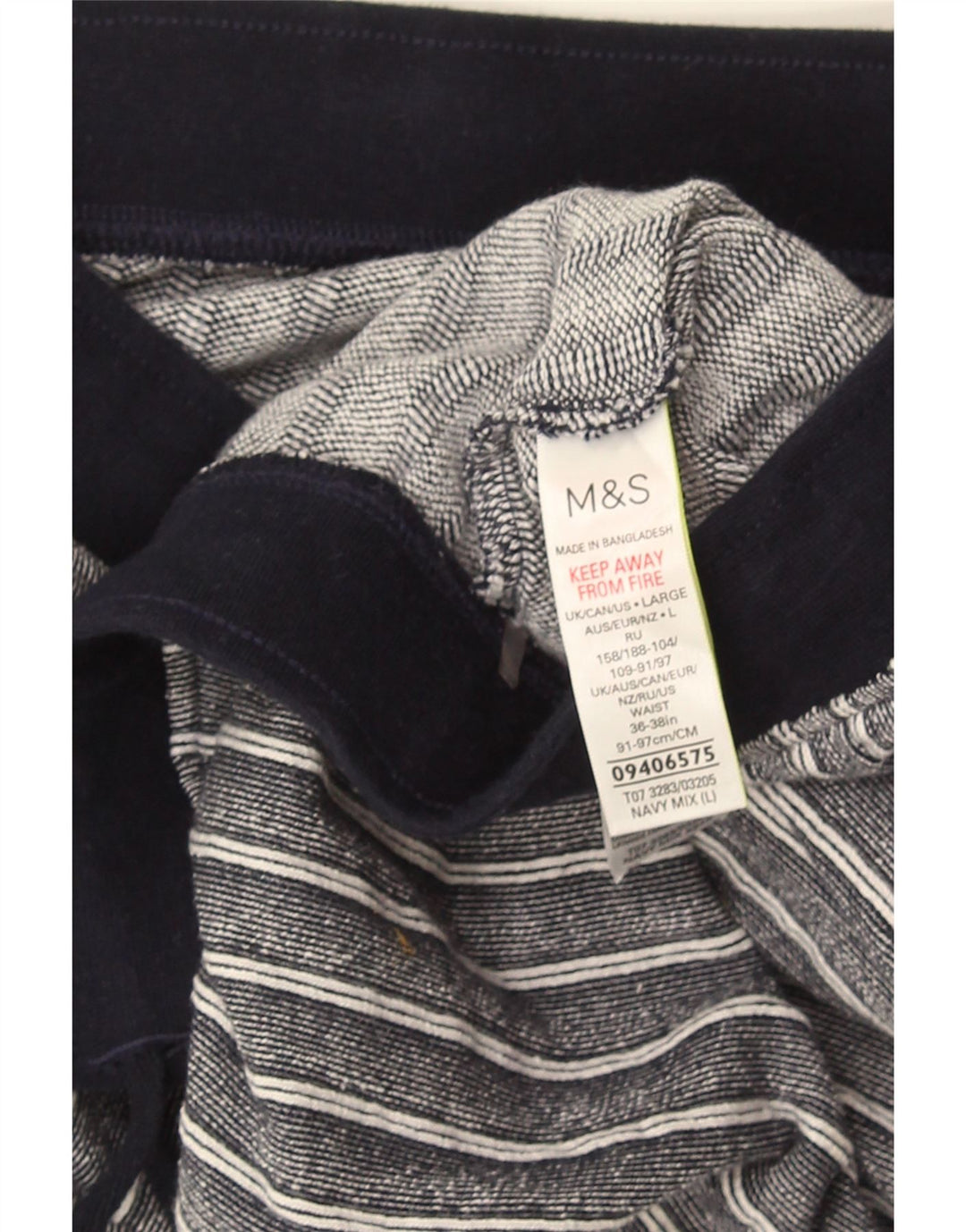 Marks & Spencer Ανδρικό σορτς casual μεγάλο Navy μπλε ριγέ βαμβακερό