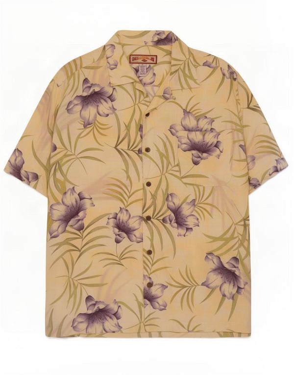Ανδρικό κοντομάνικο Joe πουκάμισο Caribbean XL Κίτρινο Floral Rayon
