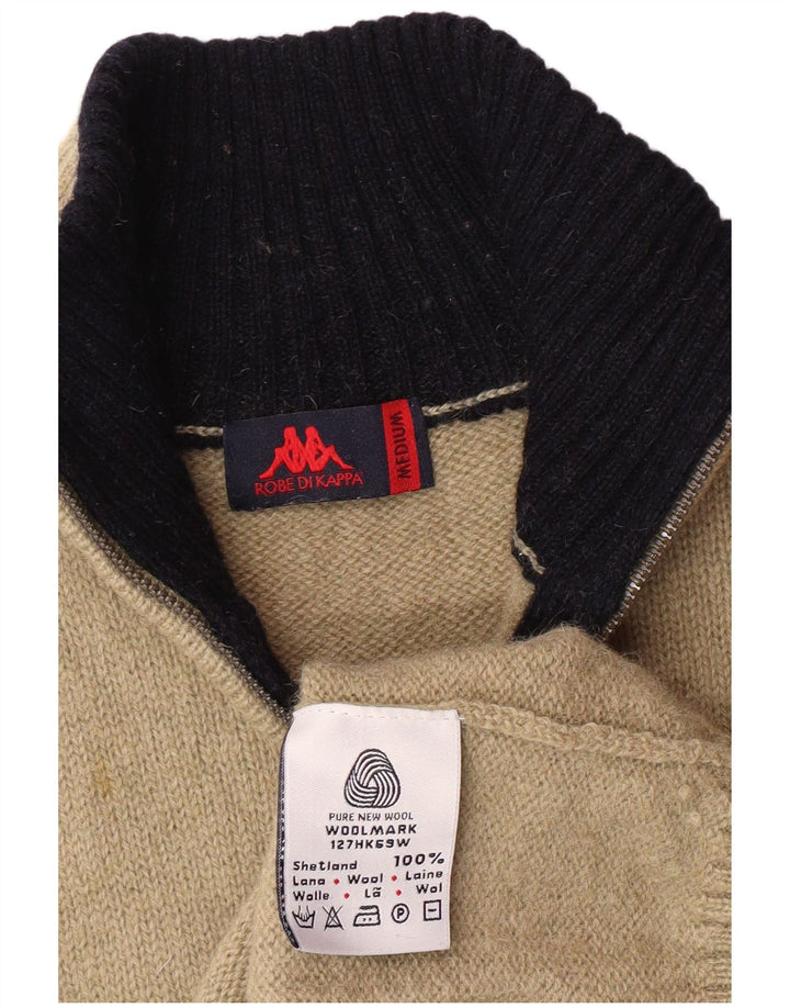 Kappa γυναικείο πουλόβερ με φερμουάρ, μεσαίο μπεζ ριγέ μαλλί Classic