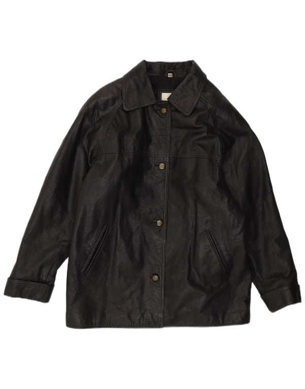 Μοντέρνο Classics Γυναικείο Loose Fit Leather Jacket UK 14 Medium Black Leather