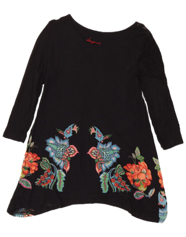 Desigual Γυναικείο μακρυμάνικο τοπ UK 12 Medium Black Floral Bohemian
