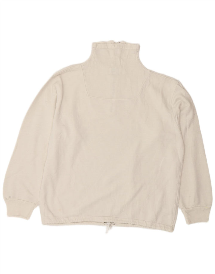 Γραφικό ανδρικό φούτερ με φερμουάρ Outsider, μεσαίο λευκό βαμβακερό