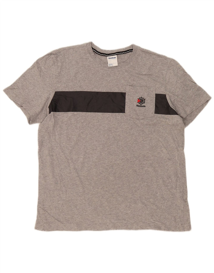 Ανδρικό T-Shirt Reebok Top Large Grey Colourblock Βαμβακερό