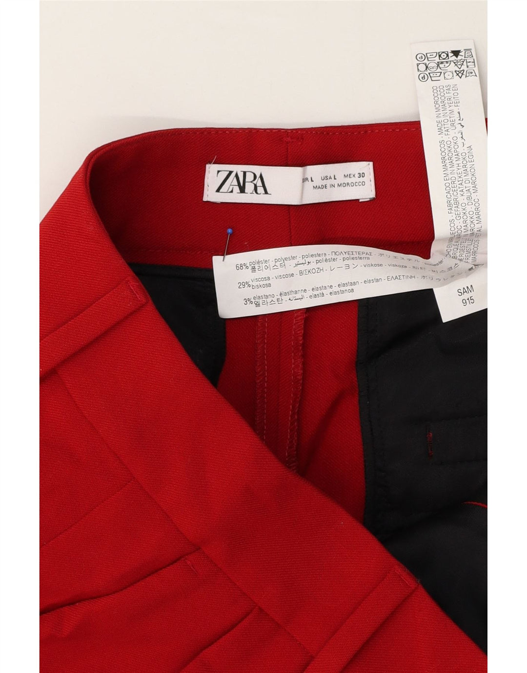 Zara Γυναικείο κομμένο παντελόνι μεγάλο W32 L25 κόκκινο πολυεστέρα