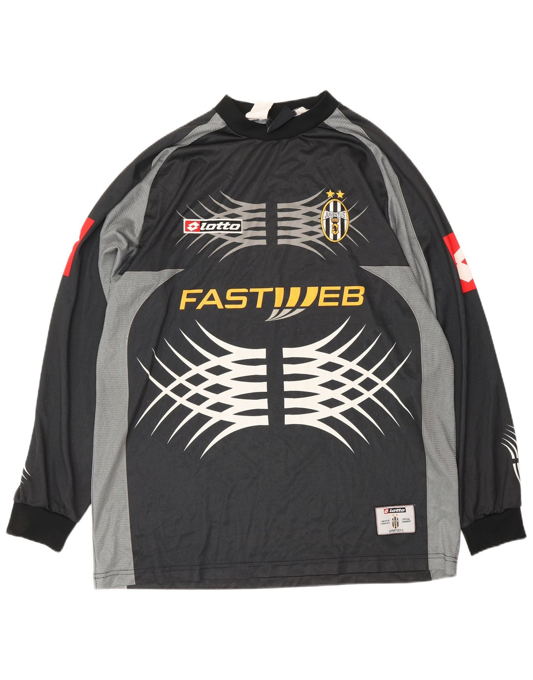 LOTTO Mens Juventus 2001-2002 Home Graphic Jersey Top Large Black Sports