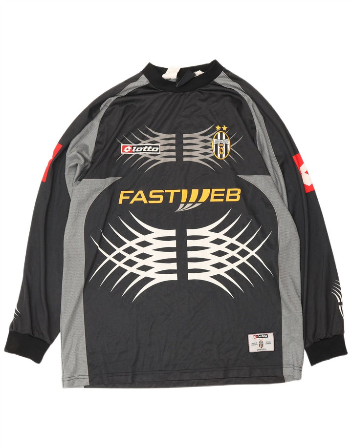 LOTTO Mens Juventus 2001-2002 Home Graphic Jersey Top Large Black Sports