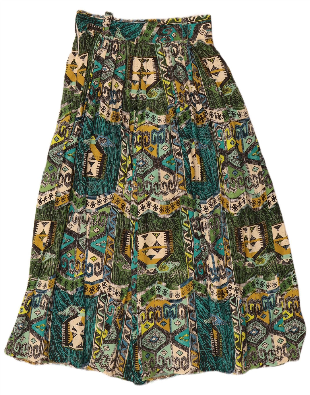 Γυναικείο παντελόνι χαρέμι VINTAGE W28 L22 Πράσινη γεωμετρική βισκόζη