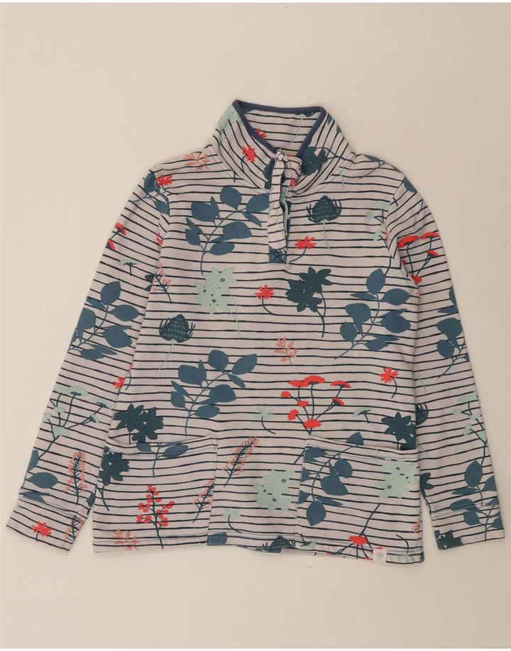 JOULES Γυναικείο φούτερ με λαιμό με κουμπιά Jumper UK 10 Small White Floral