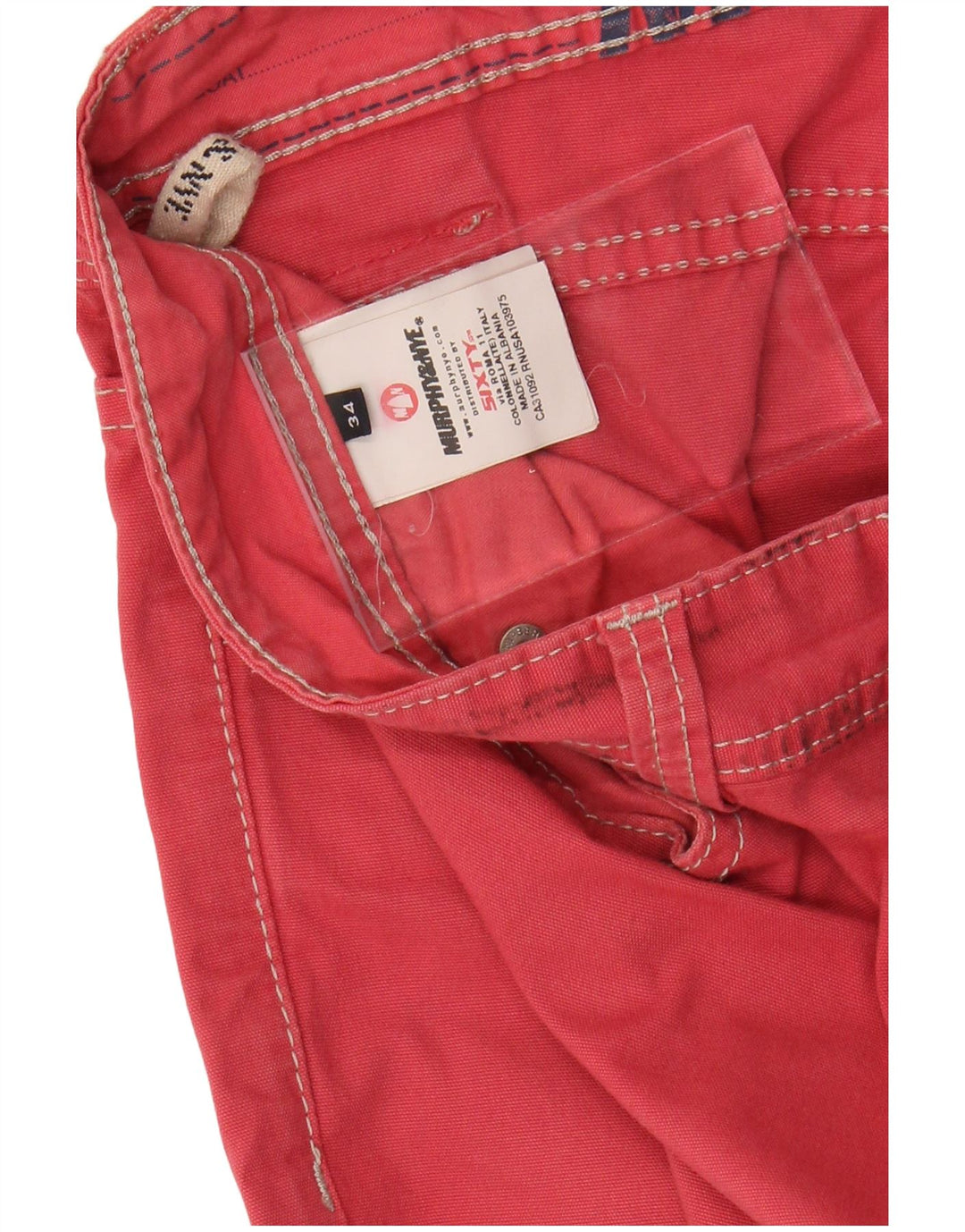 MURPHY & NYE Ανδρικό ίσιο casual παντελόνι W34 L32 Κόκκινο βαμβακερό