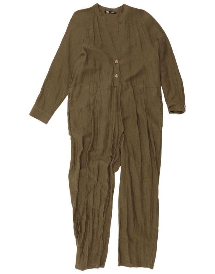 ZARA Womens Jumpsuit UK 18 XL Khaki Lyocell