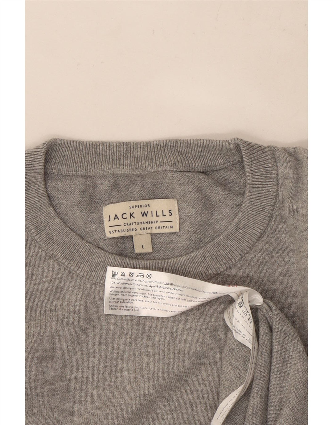 Jack Wills Ανδρικό πουλόβερ με λαιμόκοψη μεγάλο γκρι βαμβακερό