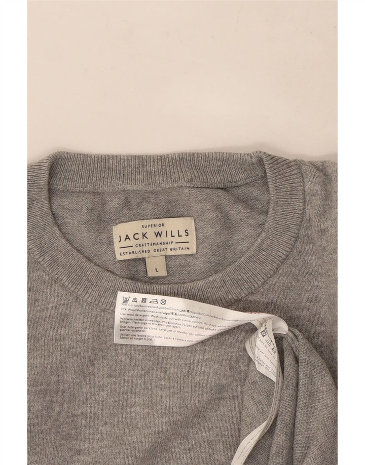 Jack Wills Ανδρικό πουλόβερ με λαιμόκοψη μεγάλο γκρι βαμβακερό
