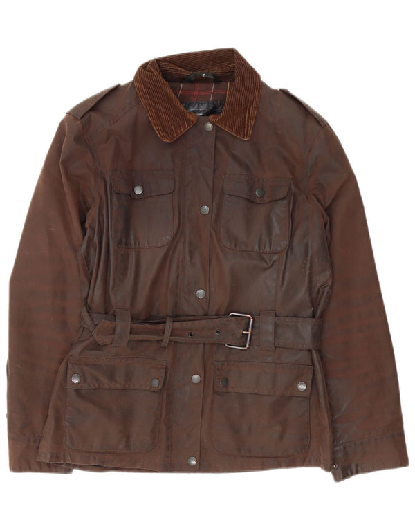 Crane Γυναικείο Military Oversized κερωμένο μπουφάν UK 10 Small Brown