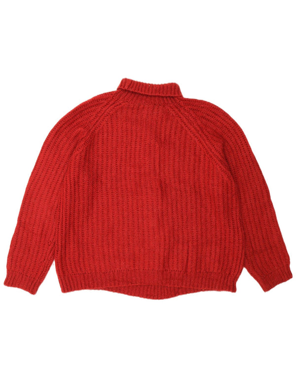 Massimo Dutti Γυναικείο πουλόβερ με ρολό λαιμόκοψη UK 14 Ακρυλικό μεσαίο μπορντό
