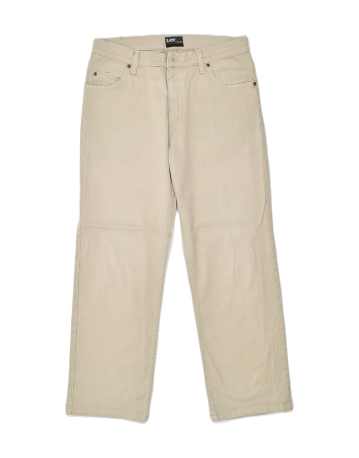 LEE Mens Straight Casual Trousers W33 L27 Beige Cotton | Vintage | Thrift | Second-Hand | Used Clothing | Messina Hembry 