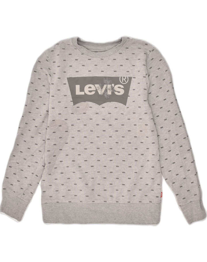 LEVI'S Girls Graphic Sweatshirt Jumper 10-11 Years Medium Grey Cotton | Vintage Levi's | Thrift | Second-Hand Levi's | Used Clothing | Messina Hembry 