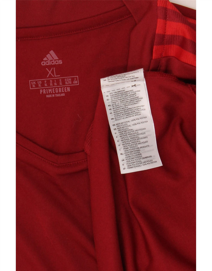 ADIDAS Mens FC Bayern Munchen T-shirt Top XL Βουργουνδίας Πολυεστέρας