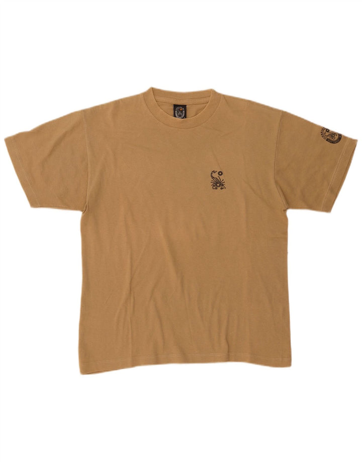 SCORPION Ανδρικό γραφικό T-Shirt Top Μικρό μπεζ βαμβακερό