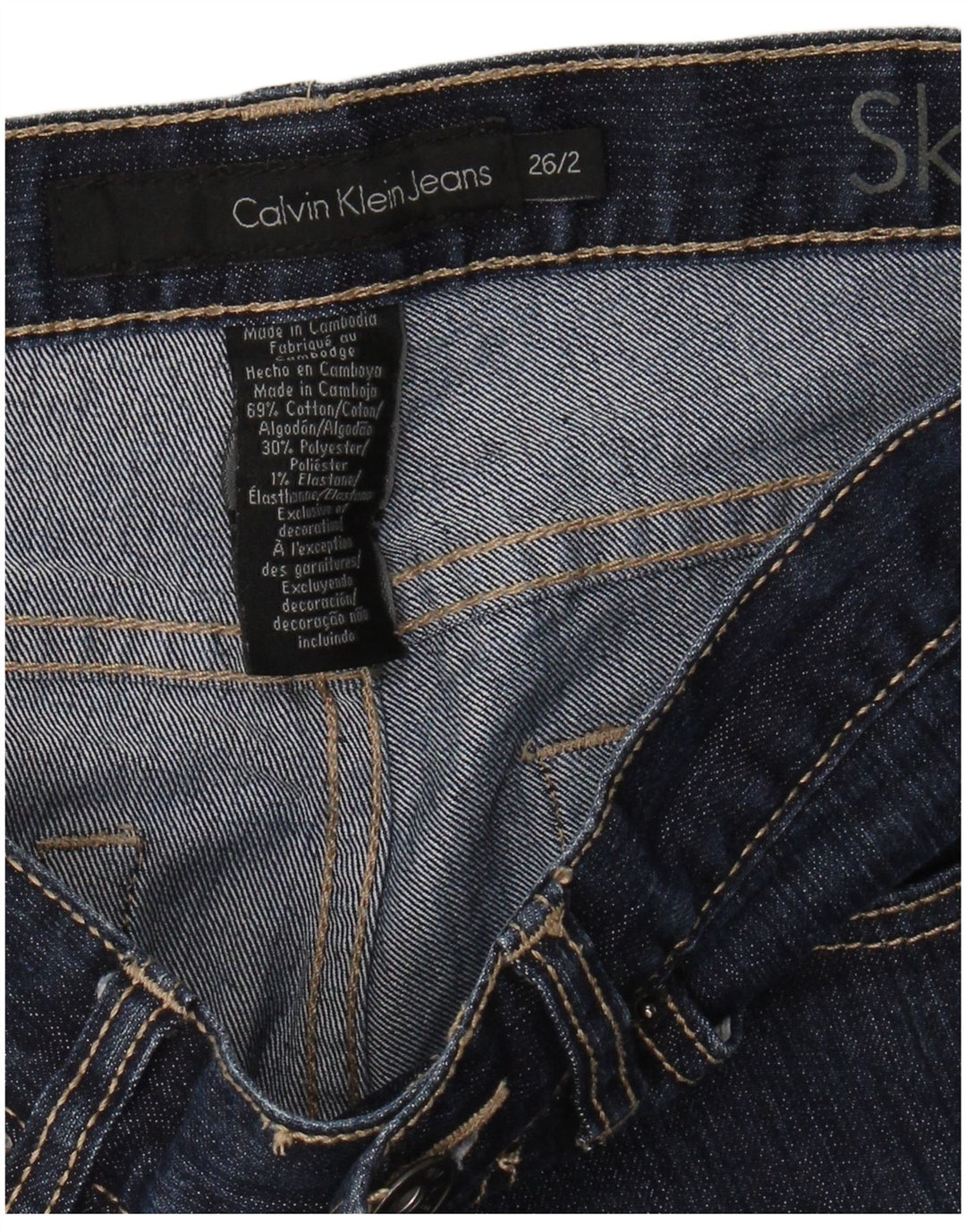 CALVIN KLEIN Γυναικεία Skinny Jeans US 2 XS W26 L31 Navy Blue Cotton