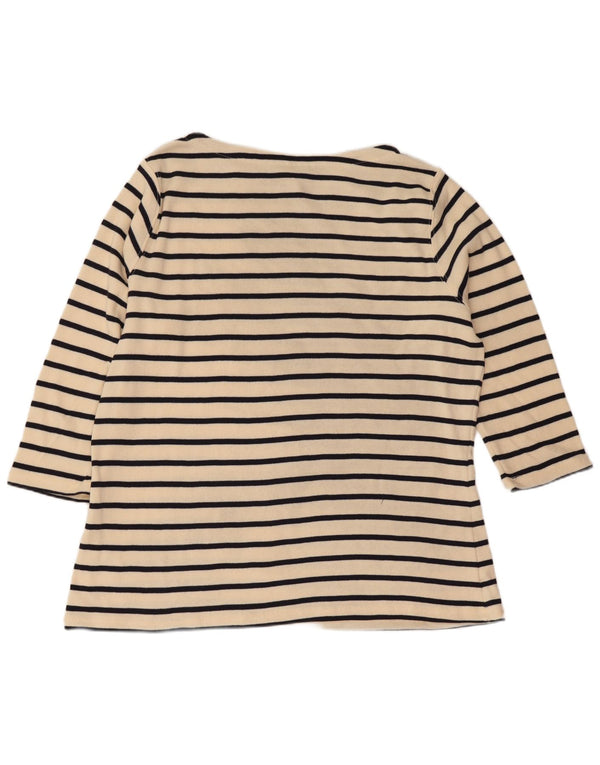 L.L.Bean γυναικείο τοπ 3/4 μανίκι UK 18 XL Off White Ριγέ βαμβακερό Ναυτικό