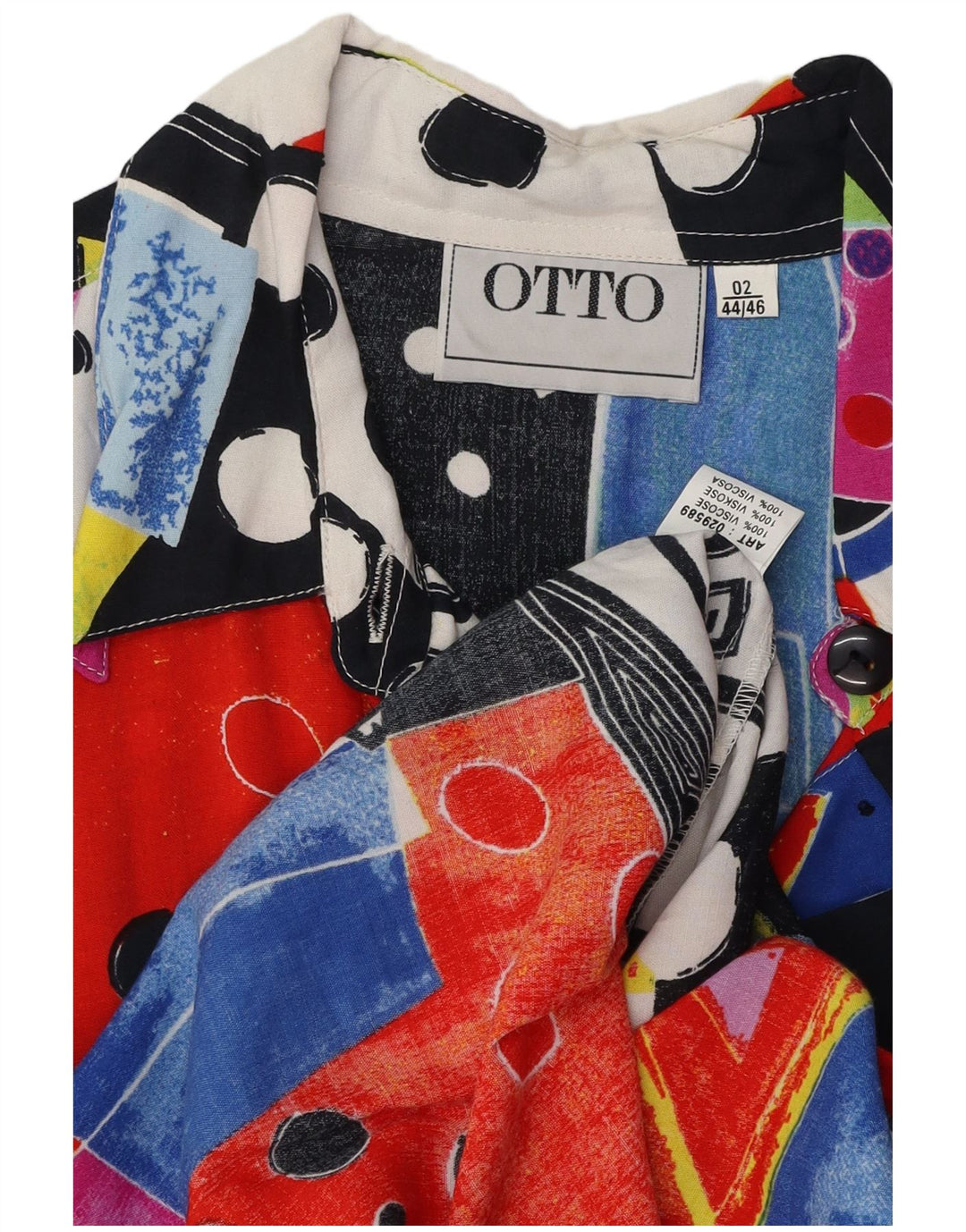 VINTAGE γυναικείο πουκάμισο μπλούζα EU 44/46 XL Πολύχρωμο συνονθύλευμα βισκόζη