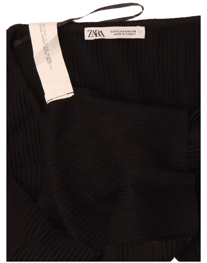 Zara Γυναικεία Μπλούζα Crop Top UK 8 Small Black Polyester