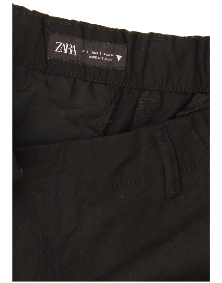ZARA Γυναικείο Φαρδύ Παντελόνι Chino Μικρό W26 L26 Μαύρο