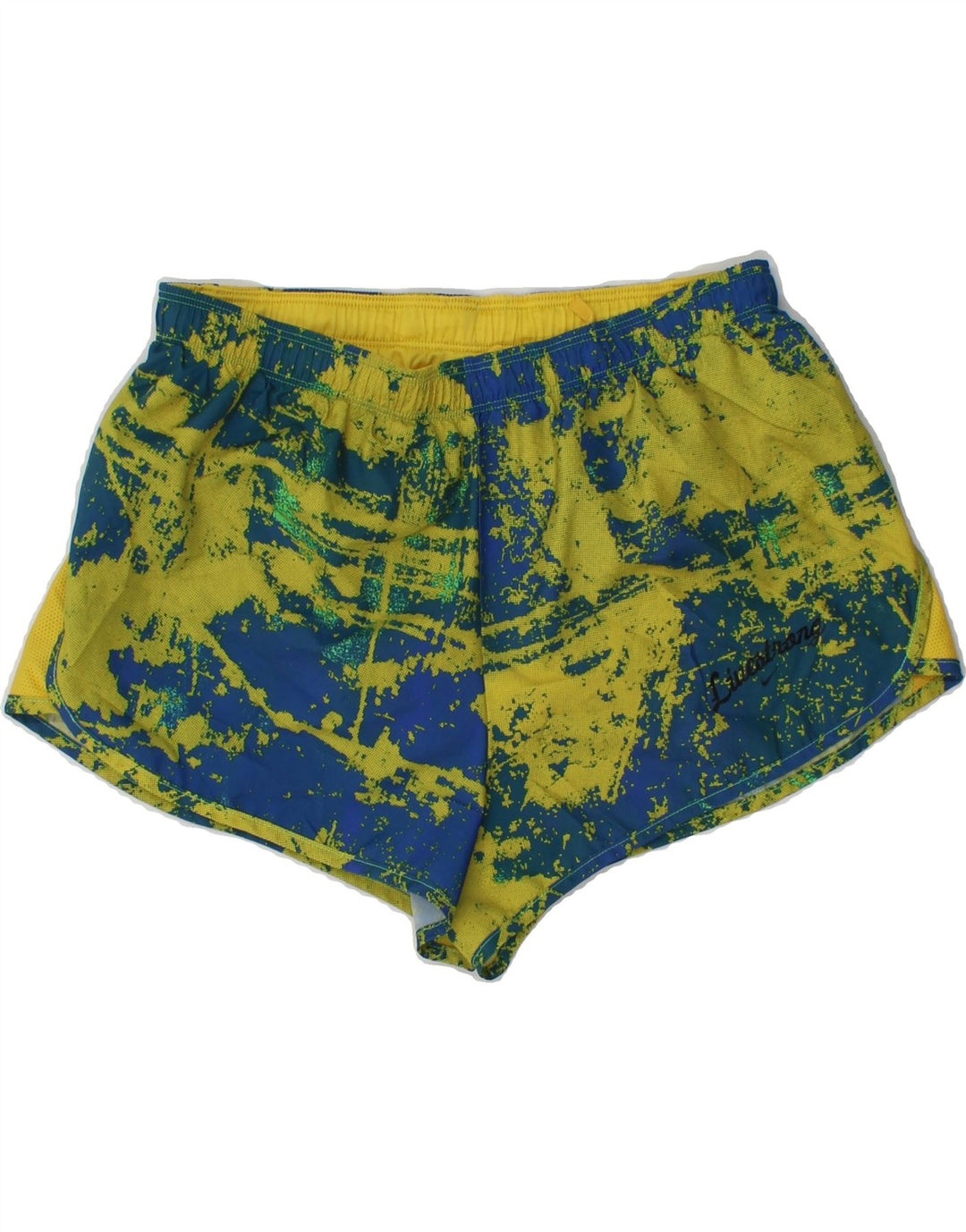 NIKE Womens Sport Shorts UK 14 Medium  Yellow Tie Dye Polyester Vintage Nike and Second-Hand Nike from Messina Hembry 