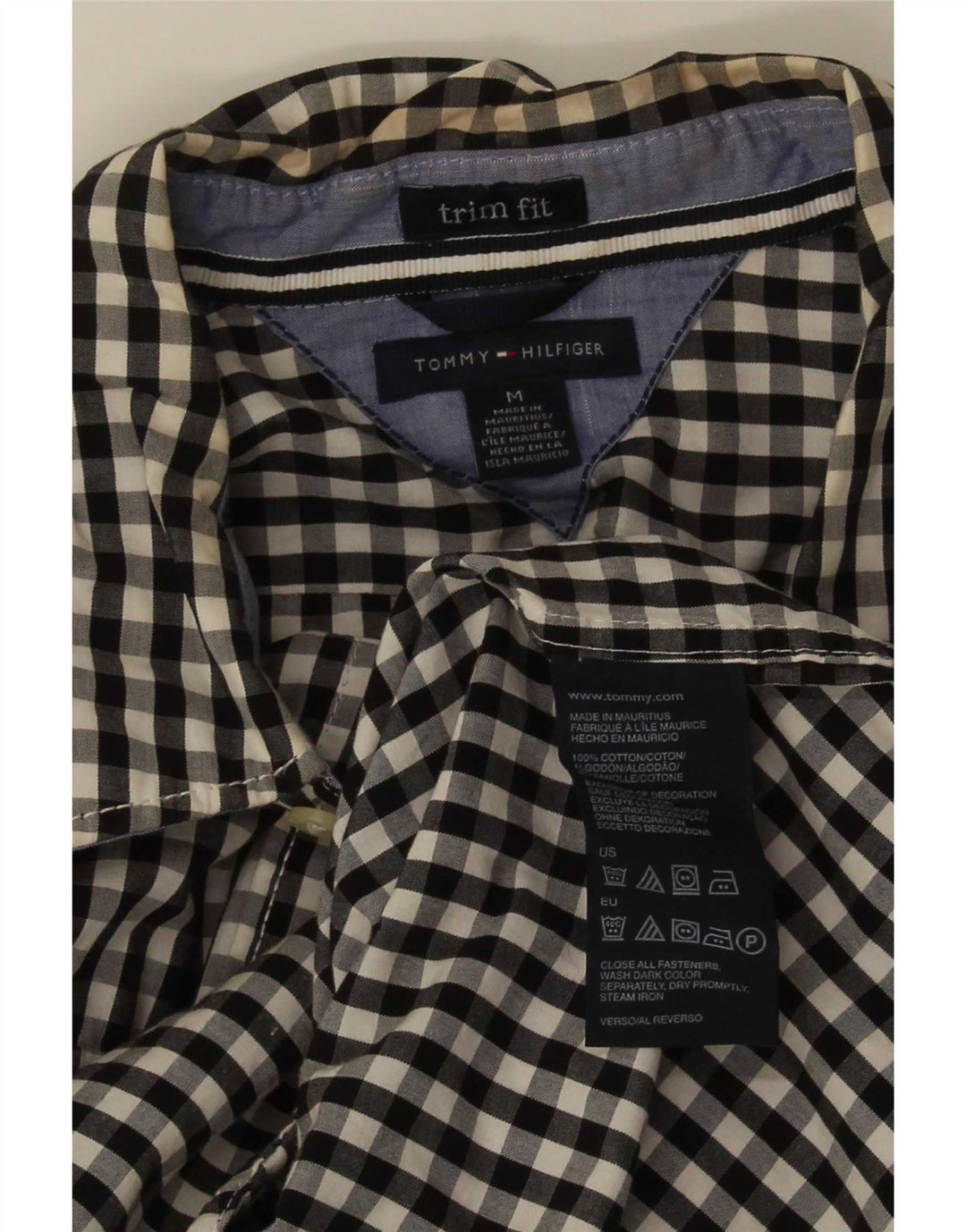 Ανδρική επένδυση Tommy Hilfiger Πουκάμισο μεσαίο μαύρο βαμβακερό Gingham