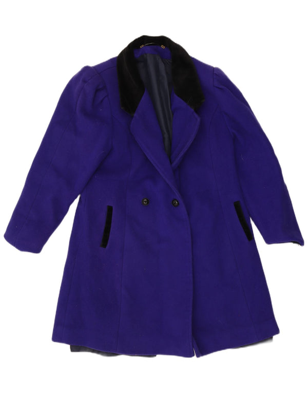 Vintage γυναικείο παλτό με διπλό στήθος UK 14 Medium Purple Wool